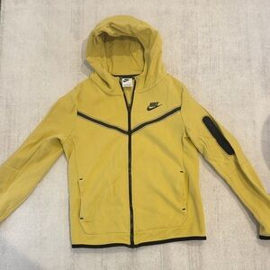 Nike Tech Kids Large Mustard Yellow Hoodie with Black Trim